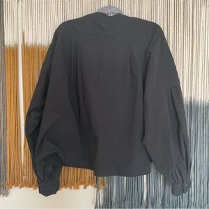 OVERFLOW | Black Poplin Puff Sleeve Shirt